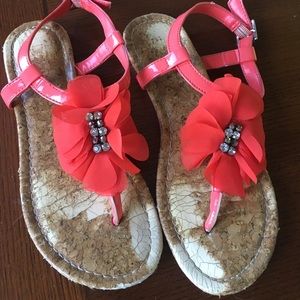 Fiery orange flower sandals